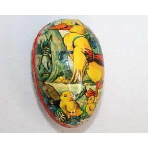 Vintage Easter Egg Paper Mache Container 3.5", West Germany Ducks‎ Chicks